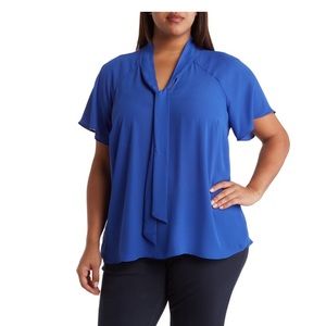 Pleione Women's Short Sleeve Blue Top